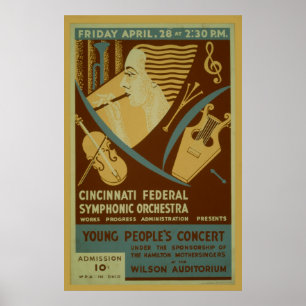Cincinnati Federal Symphonic Orchestra Vintage Poster