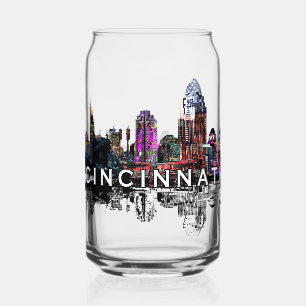 Cincinnati in graffiti with monogram can glass