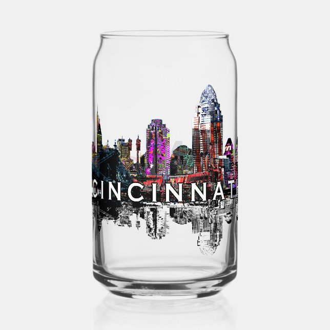 Cincinnati in graffiti with monogram  can glass (Front)