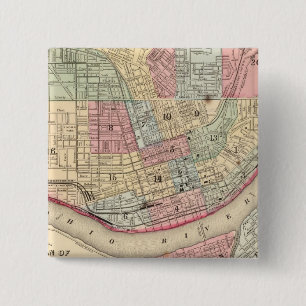 Cincinnati Map by Mitchell 15 Cm Square Badge