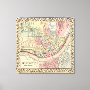 Cincinnati Map by Mitchell Canvas Print