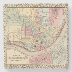 Cincinnati Map by Mitchell Stone Coaster