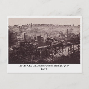 Cincinnati OH, Rail Lift System old postcard