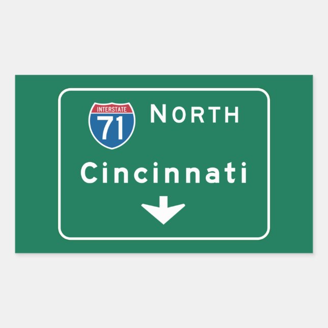 Cincinnati, OH Road Sign Rectangular Sticker (Front)