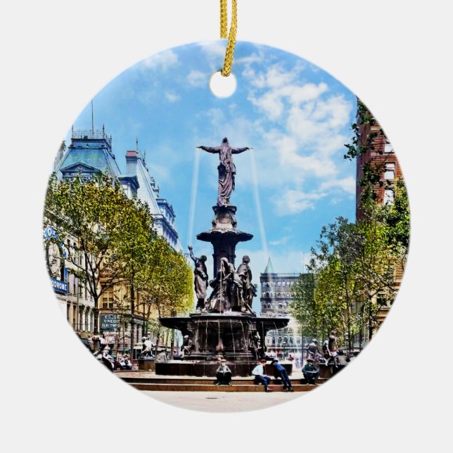 Cincinnati OH - Tyler-Davidson Fountain c1906 Ceramic Tree Decoration (Front)