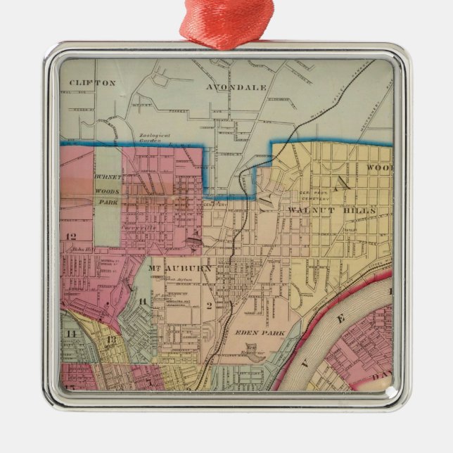 Cincinnati, Ohio and vicinity Metal Tree Decoration (Front)
