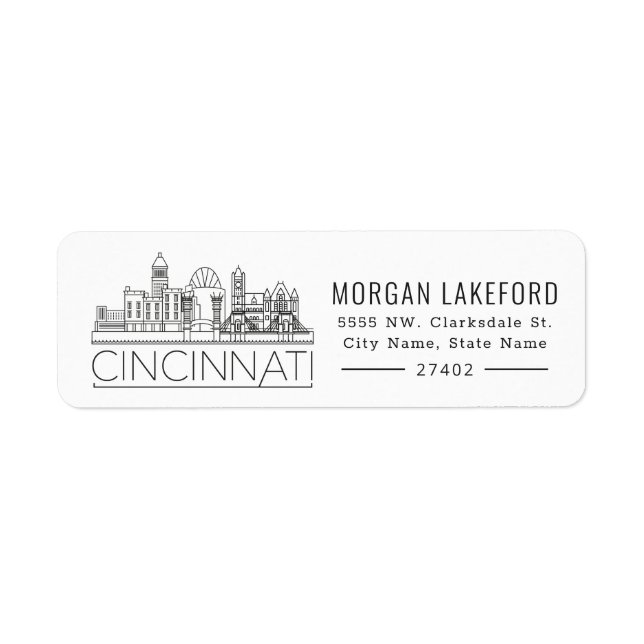 Cincinnati, Ohio | Bold Stylized Skyline | (Front)