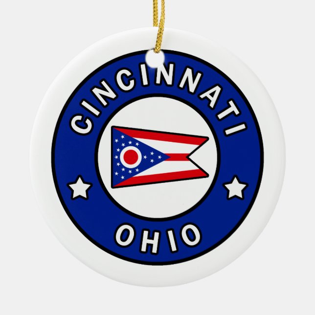Cincinnati Ohio Ceramic Tree Decoration (Front)
