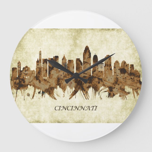 Cincinnati Ohio Cityscape Large Clock (Front)