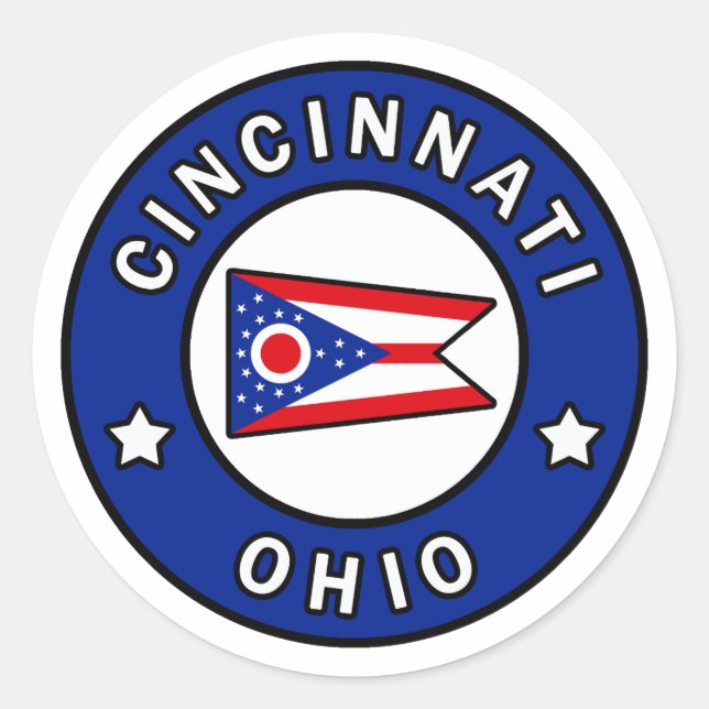 Cincinnati Ohio Classic Round Sticker (Front)