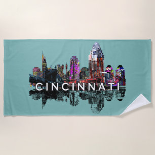Cincinnati, Ohio covered in graffiti Beach Towel