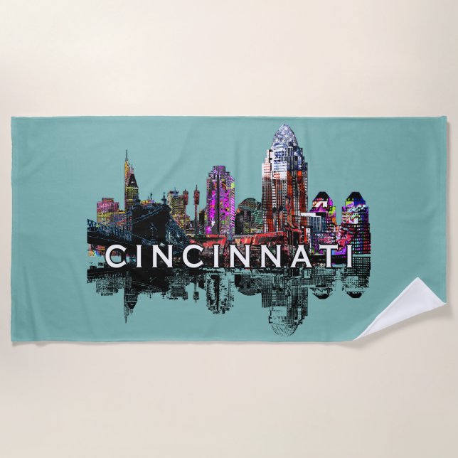 Cincinnati, Ohio covered in graffiti  Beach Towel (Front)