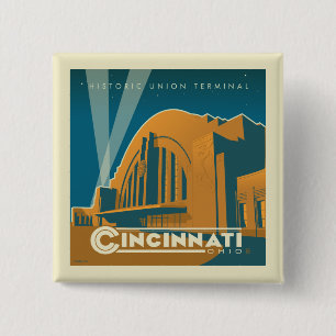 Cincinnati, Ohio Historic Union Terminal 15 Cm Square Badge