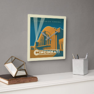Cincinnati, Ohio Historic Union Terminal Square Wall Clock