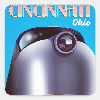 Cincinnati, Ohio Locomotive travel poster. Square Sticker
