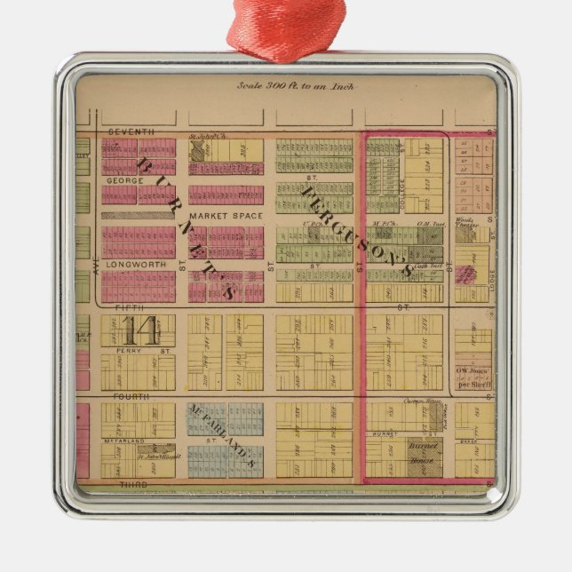 Cincinnati, Ohio Metal Tree Decoration (Front)