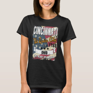 Cincinnati Ohio Oh Distressed American Flag State T-Shirt