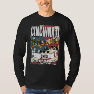 Cincinnati Ohio Oh Distressed American Flag State  T-Shirt