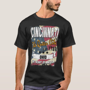 Cincinnati Ohio Oh Distressed American Flag State T-Shirt