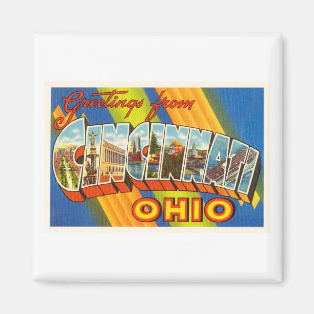 Cincinnati Ohio OH Old Vintage Travel Souvenir Magnet (Front)