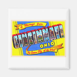 Cincinnati Ohio OH Vintage Large Letter Postcard Magnet