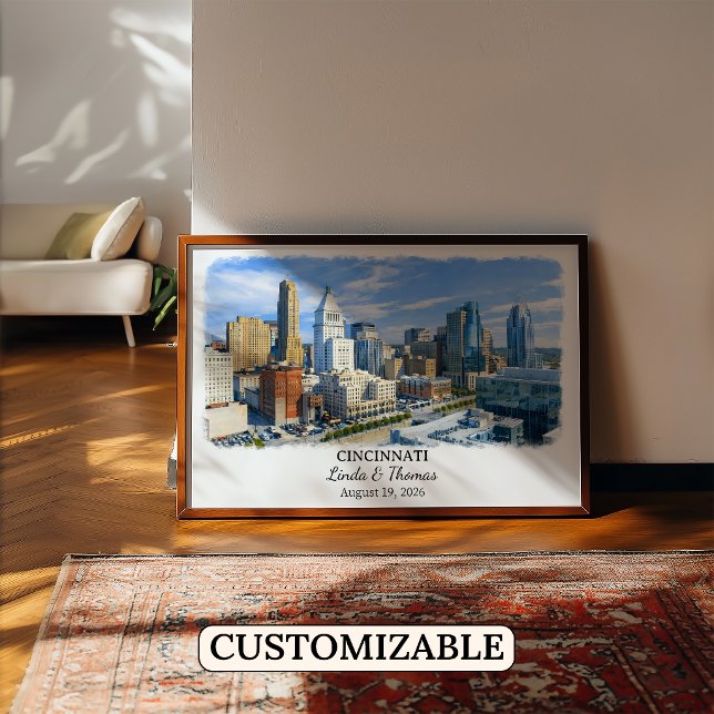 Cincinnati Ohio Poster, Watercolor, Custom Poster (Creator Uploaded)