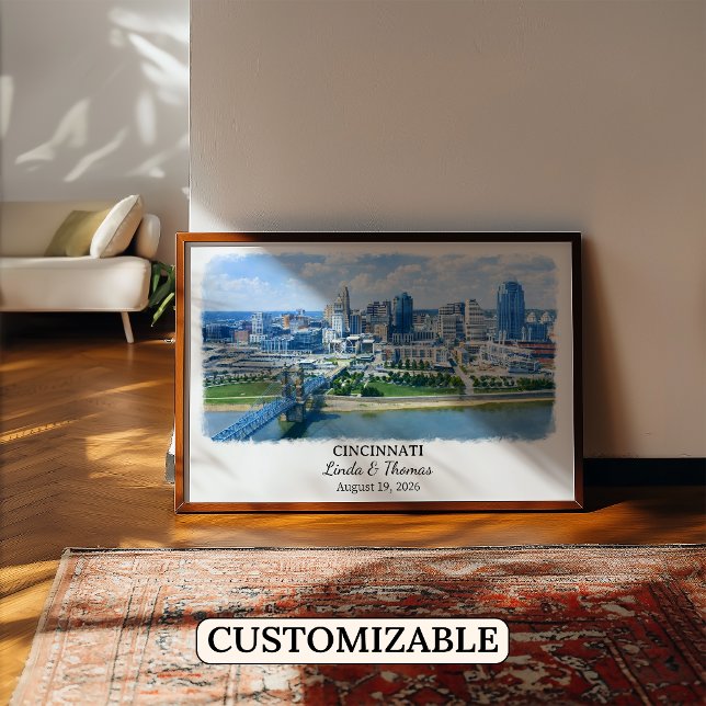 Cincinnati Ohio Poster, Watercolor, Custom Poster (Creator Uploaded)