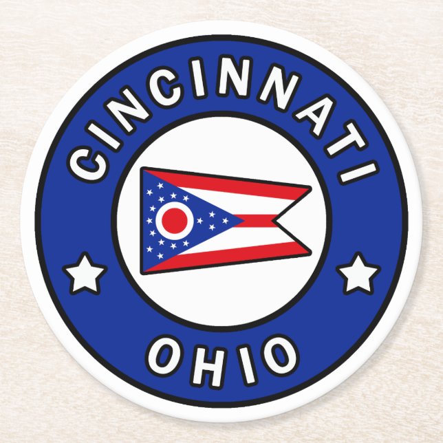 Cincinnati Ohio Round Paper Coaster (Front)