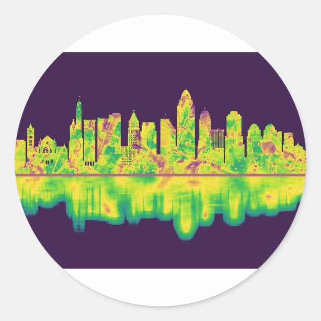 Cincinnati Ohio Skyline Classic Round Sticker (Front)