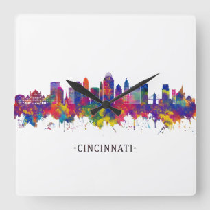 Cincinnati Ohio Skyline Square Wall Clock