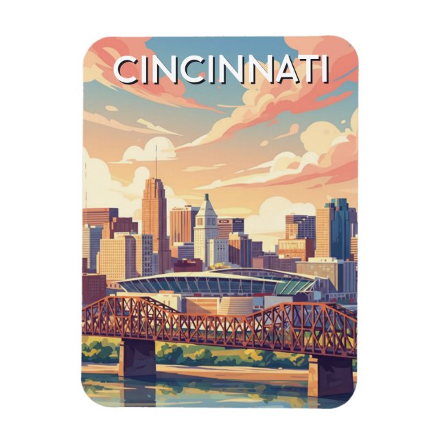 Cincinnati Ohio Skyline Travel Magnet (Vertical)