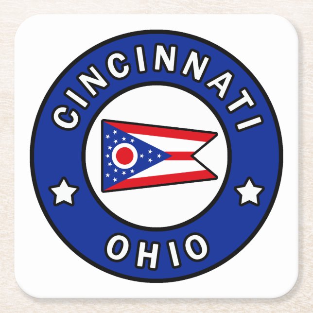 Cincinnati Ohio Square Paper Coaster (Front)