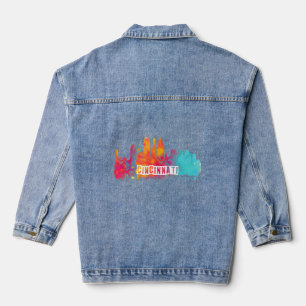 Cincinnati Ohio State Retro Vintage Distressed Denim Jacket