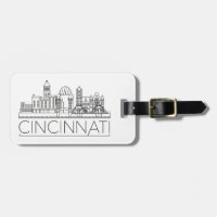 Cincinnati, Ohio Stylised Skyline Luggage Tag