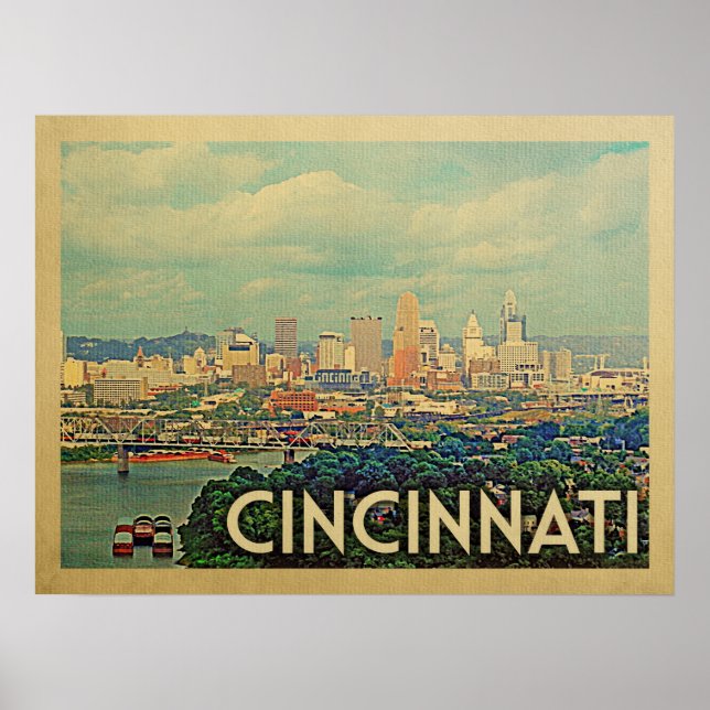Cincinnati Ohio Vintage Travel Poster (Front)