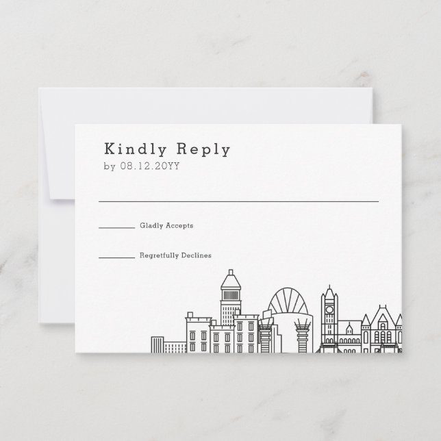 Cincinnati, Ohio Wedding | Stylised Skyline RSVP (Front)