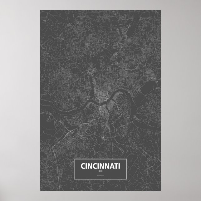 Cincinnati, Ohio (white on black) Poster (Front)