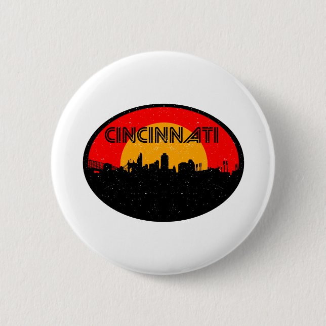 Cincinnati Red Black Oval City 6 Cm Round Badge (Front)