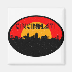 Cincinnati Red Black Oval City Magnet