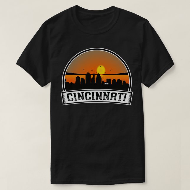 Cincinnati Retro City Skyline T-Shirt (Design Front)