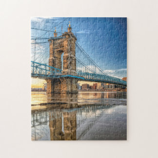 Cincinnati Roebling Bridge Reflection Jigsaw Puzzle