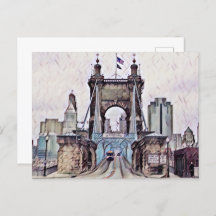 Cincinnati Roebling Suspension Bridge Watercolor
