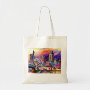 Cincinnati Skyline Abstract Art Tote Bag