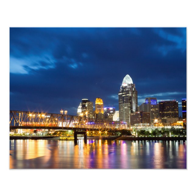 Cincinnati Skyline at Night Photo Print (Front)