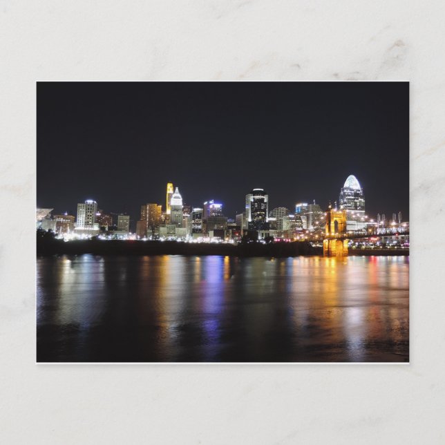 Cincinnati skyline at night postcard (Front)