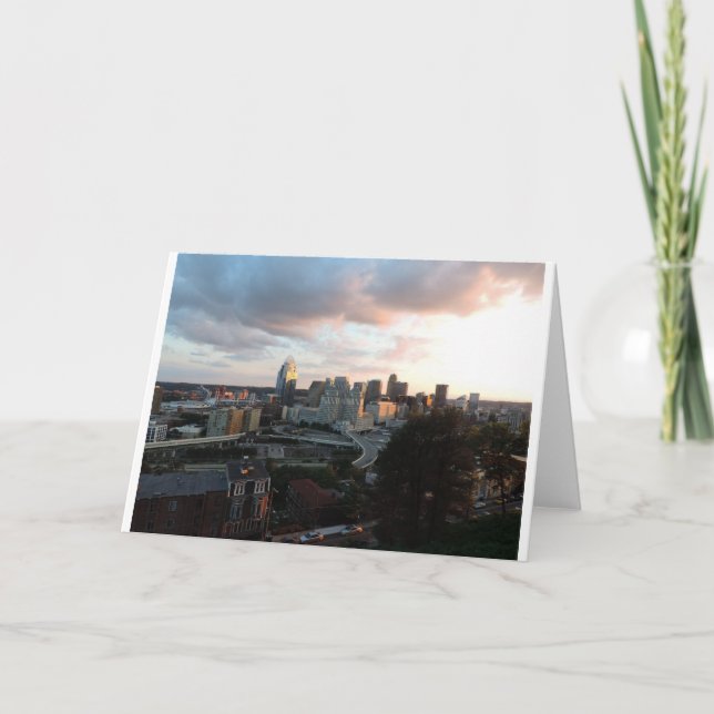 Cincinnati skyline at sunset card (Front)