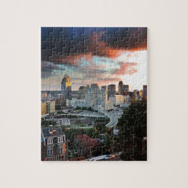 Cincinnati skyline at sunset jigsaw puzzle (Vertical)