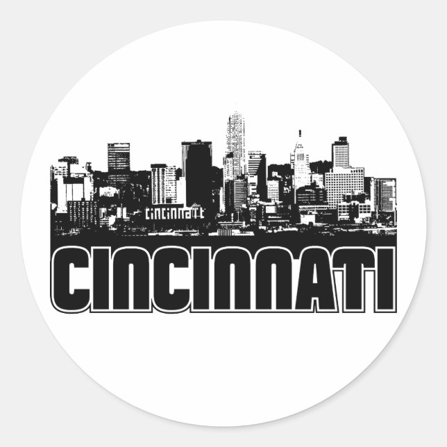 Cincinnati Skyline Classic Round Sticker (Front)