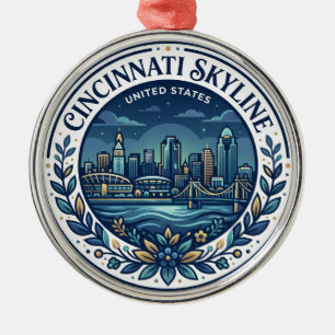Cincinnati Skyline Ohio Metal Tree Decoration