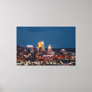 CINCINNATI SKYLINE PRINT ON STRETCHED CANVAS